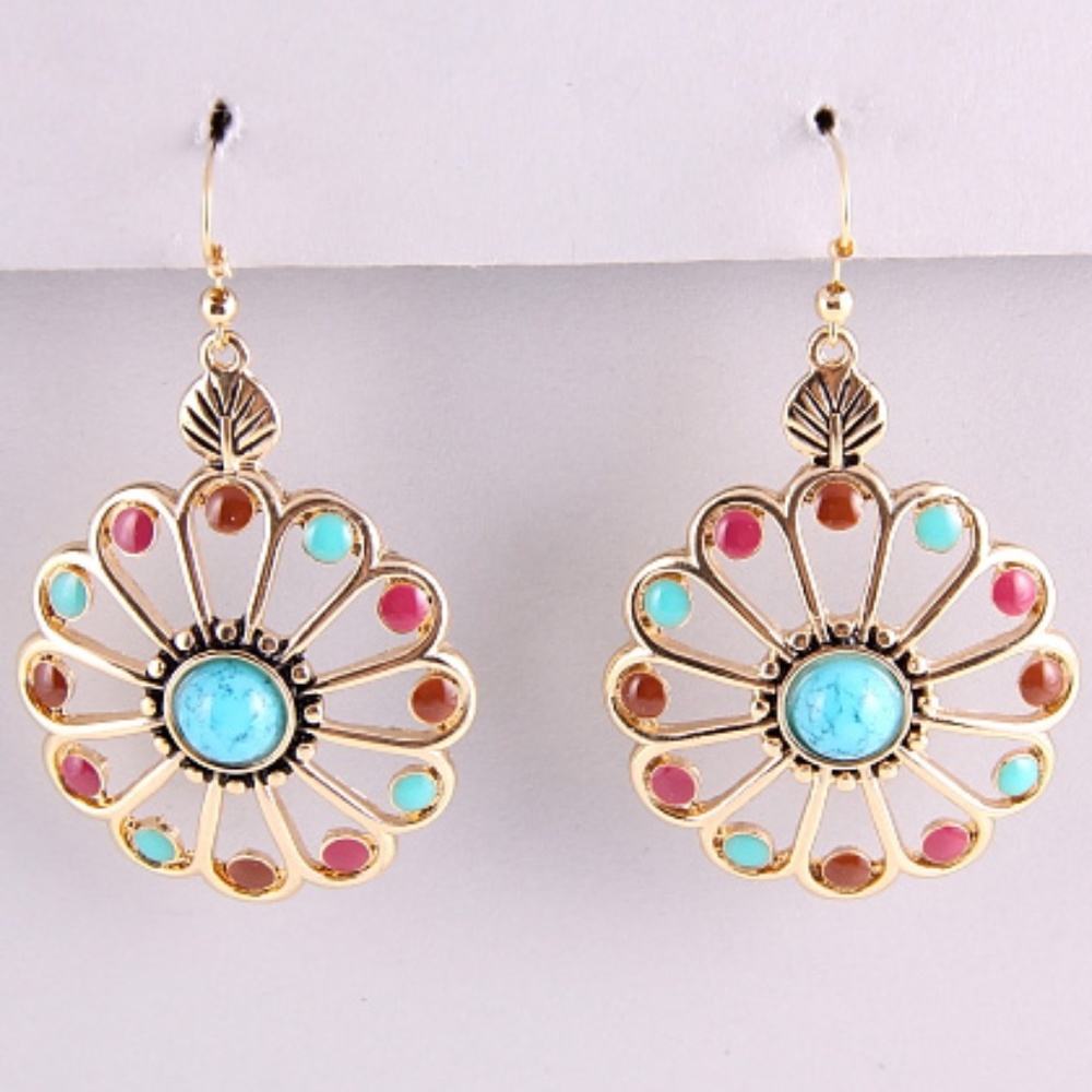 Multistone Floral Drop Earrings